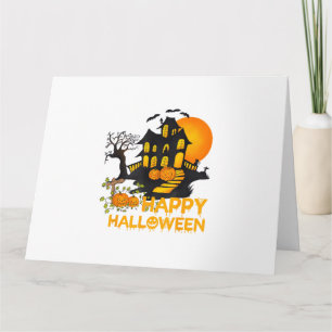 Frohes Halloween Gruseliger Kürbis Spukhaus Männer Karte