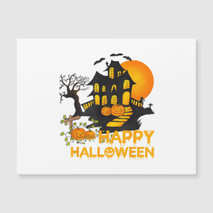 Frohes Halloween Gruseliger Kürbis Spukhaus Männer Magnetkarte