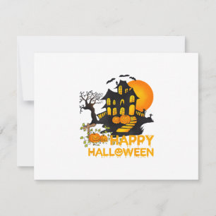 Frohes Halloween Gruseliger Kürbis Spukhaus Männer RSVP Karte