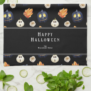 Frohes Halloween Gruseliger Samhain Kürbisse Krist Geschirrtuch