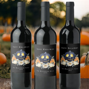 Frohes Halloween Gruseliger Samhain Kürbisse Krist Weinetikett