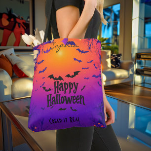 Frohes Halloween – Gruseliger Sonnenuntergang mit  Tasche