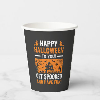 Frohes Halloween Gruseliger Spukhaus-Zitat Pappbecher