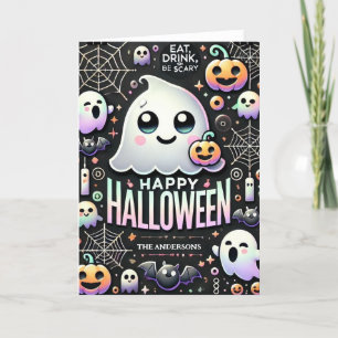 Frohes Halloween Gruseliger Süßer Geist  Feiertagskarte