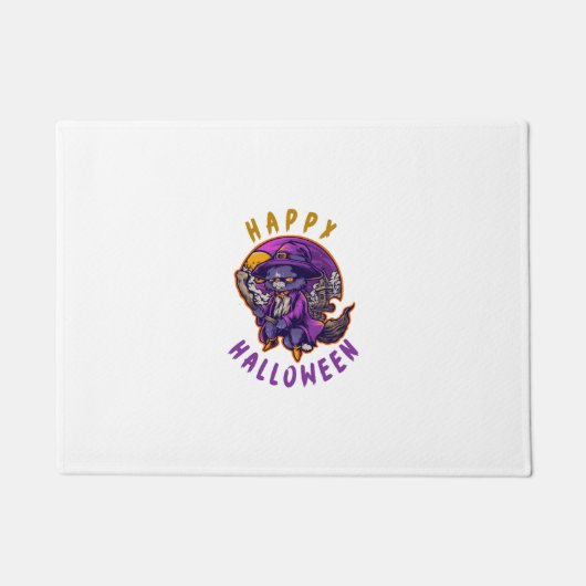 Frohes Halloween Halloween Hexe Katze Fußmatte (Vorderseite)