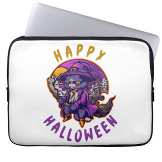 Frohes Halloween Halloween Hexe Katze Laptopschutzhülle