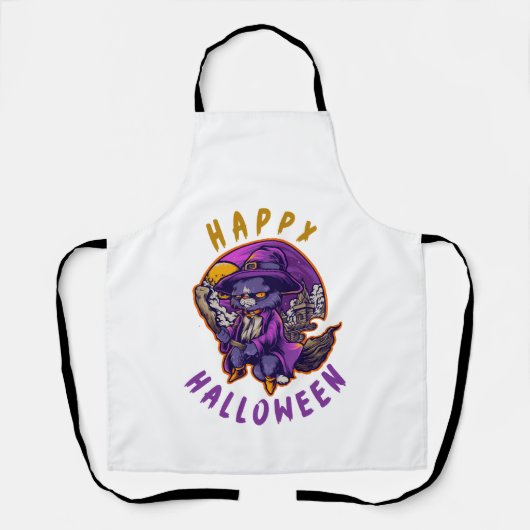 Frohes Halloween Halloween Hexe Katze Schürze (Vorderseite)
