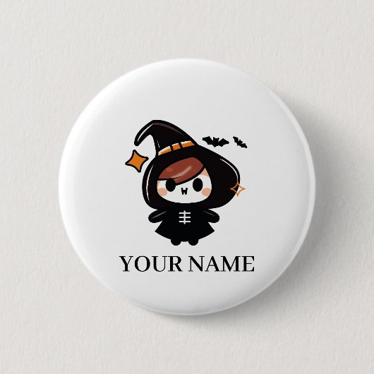 Frohes Halloween Hexe Button (Vorderseite)