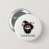 Frohes Halloween Hexe Button (Vorne & Hinten)