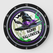 Frohes Halloween Hexe Große Wanduhr (Vorderseite)