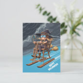 Frohes Halloween Hexe Postkarte (Stehend Vorderseite)