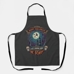 Frohes Halloween Hexenschloss Schädel Fett Trinken Schürze