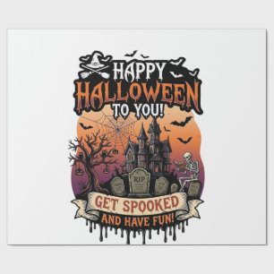 Frohes Halloween Ihr Skelett im Spukhaus Fledermäu Geschenkpapier