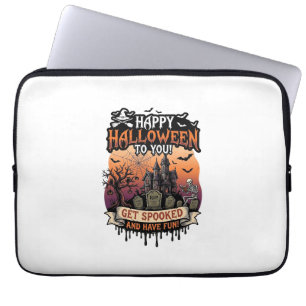Frohes Halloween Ihr Skelett im Spukhaus Fledermäu Laptopschutzhülle