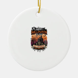 Frohes Halloween Ihr Spukhaus Skelett Fledermäuse_ Keramik Ornament