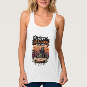 Frohes Halloween Ihr Spukhaus Skelett Fledermäuse_ Tank Top