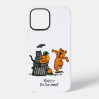 Frohes Halloween! Katze Fledermaus Hund und Spinne