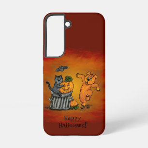 Frohes Halloween! Katze Fledermaus Hund und Spinne Samsung Galaxy Hülle