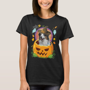 Frohes Halloween Kürbis American Shepherd Hund Hex T-Shirt