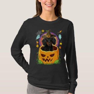 Frohes Halloween Kürbis Dachshund Hund Hexe Süß H T-Shirt