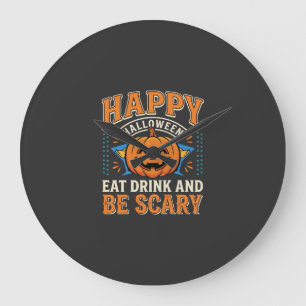 Frohes Halloween Kürbis Essen Trinken Sei Gruselig Große Wanduhr
