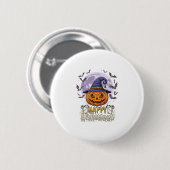 Frohes Halloween Kürbis Hexenhut Fledermäuse Vollm Button (Vorne & Hinten)