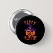 Frohes Halloween Kürbis Hexenhut Süßes oder Button (Vorne & Hinten)