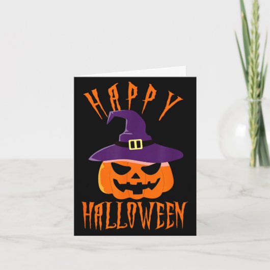 Frohes Halloween Kürbis Hexenhut Süßigkeiten oder  Karte (Vorderseite)