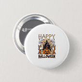 Frohes Halloween Kürbis Hexenhut Verlassenes Schlo Button (Vorne & Hinten)