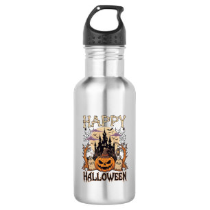 Frohes Halloween Kürbis Hexenhut Verlassenes Schlo Edelstahlflasche