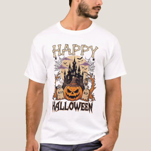 Frohes Halloween Kürbis Hexenhut Verlassenes Schlo T-Shirt
