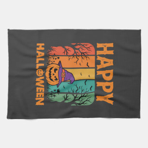 Frohes Halloween Kürbis Vintage Vektor Geschirrtuch