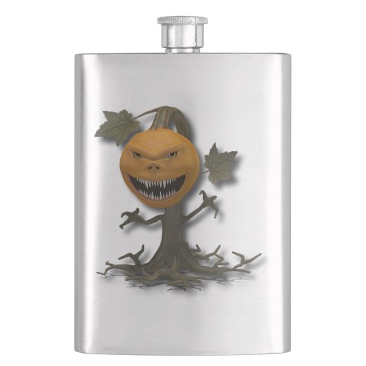 Frohes Halloween-Kürbisbaum Flachmann (Vorderseite)
