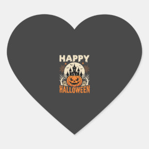 Frohes Halloween Kürbislaterne Verfluchtes Schloss Herz-Aufkleber