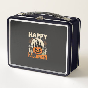 Frohes Halloween Kürbislaterne Verfluchtes Schloss Metall Brotdose