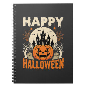 Frohes Halloween Kürbislaterne Verfluchtes Schloss Notizblock