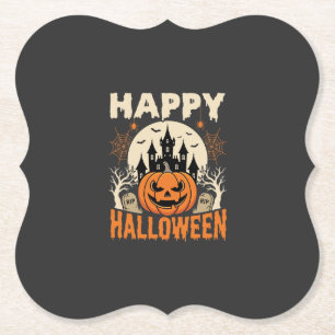 Frohes Halloween Kürbislaterne Verfluchtes Schloss Untersetzer