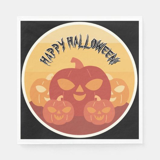 Frohes Halloween! Kürbisse Papier Serviette (Vorderseite)