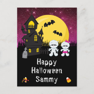 Frohes Halloween Mumie Pink Feiertag Feiertagspostkarte