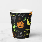 Frohes Halloween-Muster Schwarz Pappbecher (Rückseite)