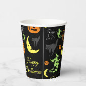 Frohes Halloween-Muster Schwarz Pappbecher (Rechts)