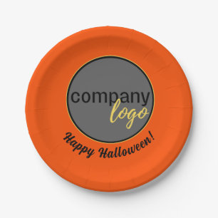Frohes HALLOWEEN ORANGE Business LOGO PROMOTIONAL Pappteller