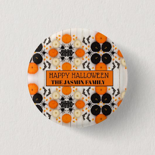 Frohes Halloween Orange Kürbis Button (Vorderseite)