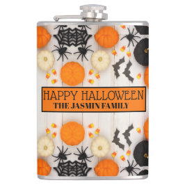 Frohes Halloween Orange Kürbis Flachmann