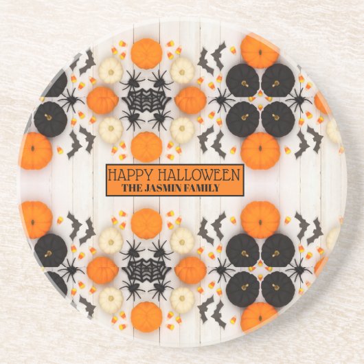 Frohes Halloween Orange Kürbis Getränkeuntersetzer (Vorne)