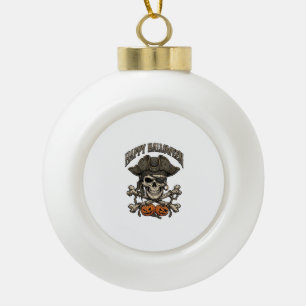 Frohes Halloween Piratenschädel Crossbones Kürbiss Keramik Kugel-Ornament