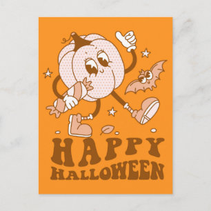 Frohes Halloween  Retro gepunkteter Kürbis Postkarte