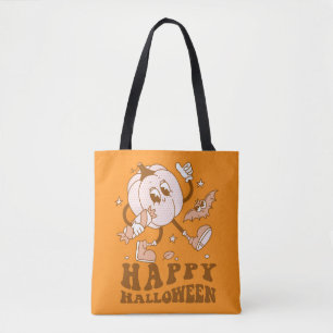 Frohes Halloween Retro gepunkteter Kürbis Tasche