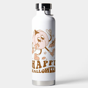 Frohes Halloween Retro gepunkteter Kürbis Trinkflasche