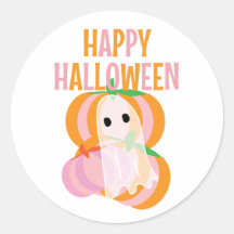 Frohes Halloween rosa Kürbisse und ein Geist